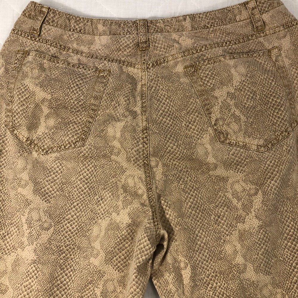 Liz Claiborne Liz Wear Jeans Women 14 Petite Brown Snakeskin Animal Print Pants - Picture 5 of 13